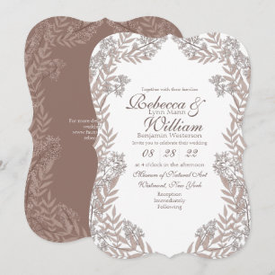 Invitation Rustique Brown Mariage Vintage Botanique