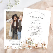 Invitation Rustique Brown photo Mariage floral