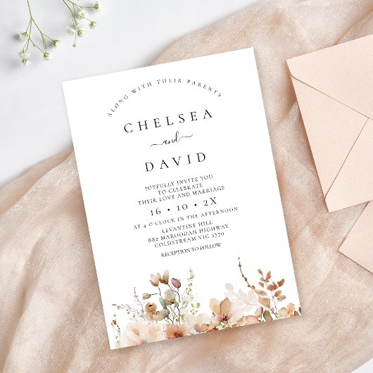 Invitation Rustique Brown photo Mariage floral