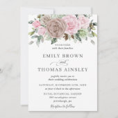 Invitation Rustique Brown Rose Sage Floral Mariage (Devant)