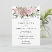 Invitation Rustique Brown Rose Sage Floral Mariage (Debout devant)