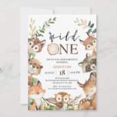Invitation Rustique Brown sauvage One Boys Woodland 1er anniv (Devant)