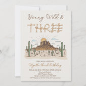Invitation Rustique Brown Young Wild et trois 3e anniversaire (Devant)