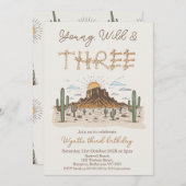 Invitation Rustique Brown Young Wild et trois 3e anniversaire (Devant / Derrière)