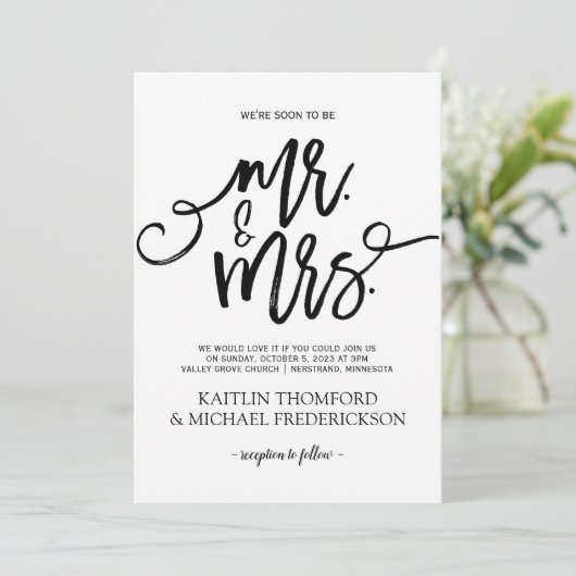 Invitation Rustique Brush Calligraphy | Noir (Debout devant)