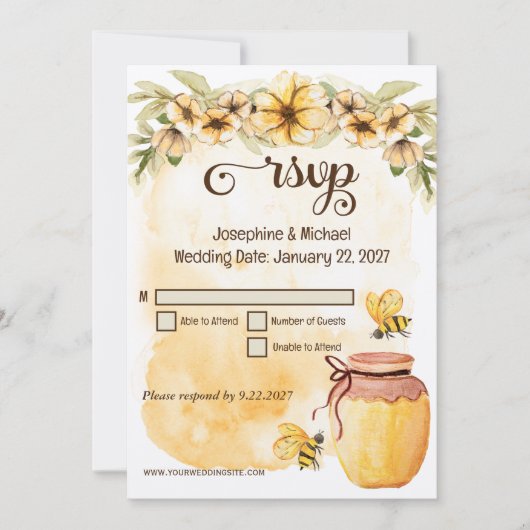 Invitation Rustique Bumble Bee Mariage rustique RSVP (Devant)