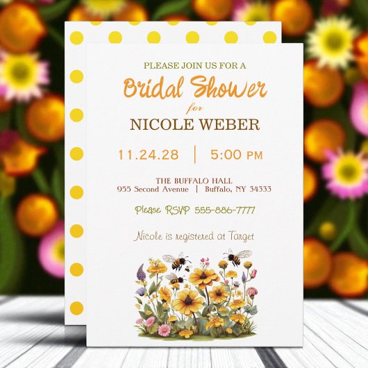 Invitation Rustique Bumble Bee nuptiale douche