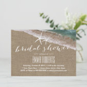 Invitation Rustique Burlap Beach & Starfish Fête des mariées (Debout devant)