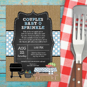 Invitation Rustique Burlap Couples Garçon Bébé Q Sprinkle Dou