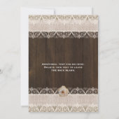 Invitation Rustique Burlap Dentelle et mariage en bois Invita (Dos)