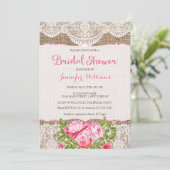 Invitation Rustique Burlap dentelle nuptiale Roses d'invitati (Debout devant)