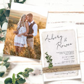 Invitation Rustique Burlap Eco Eucalyptus Boho Mariage photo
