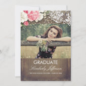 Invitation Rustique Burlap Lace Or Confetti Photo Graduation (Devant)