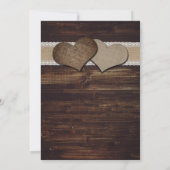 Invitation Rustique Burlap Lace Tournesol Mariage bleu marine (Dos)