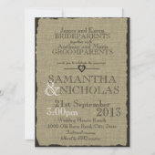 Invitation Rustique Burlap Look Mariage (Devant)