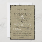 Invitation Rustique Burlap Look Mariage 5x7 (Devant)