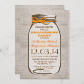 Invitation Rustique Burlap Mason Jar (Devant / Derrière)