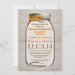 Invitation Rustique Burlap Mason Jar