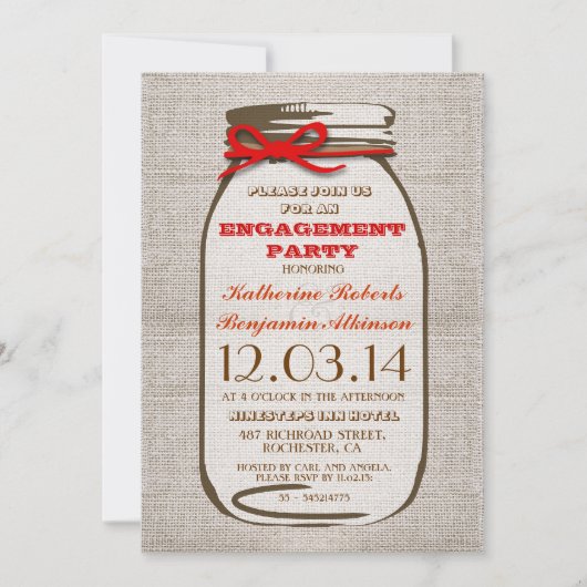 Invitation Rustique Burlap Mason Jar (Devant)