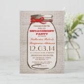 Invitation Rustique Burlap Mason Jar (Debout devant)