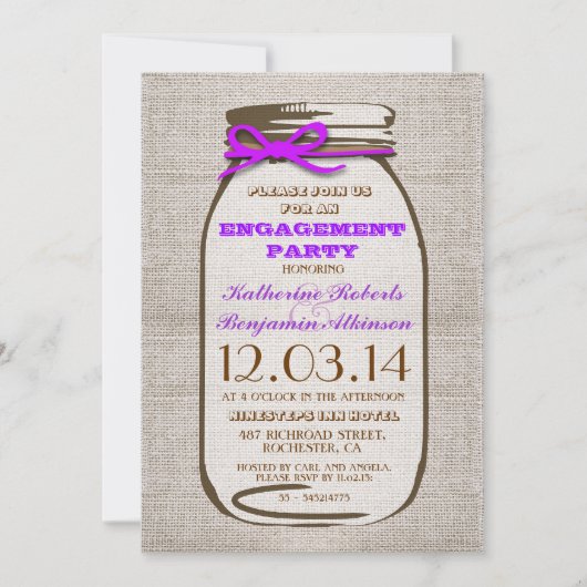 Invitation Rustique Burlap Mason Jar (Devant)