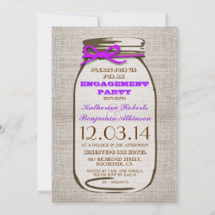 Invitation Rustique Burlap Mason Jar
