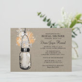 Invitation Rustique Burlap Mason Jar et Fleur sauvage (Debout devant)