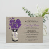 Invitation Rustique Burlap Mason Jar et Fleur sauvage (Debout devant)