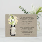 Invitation Rustique Burlap Mason Jar et Mariage Fleur sauvage (Debout devant)