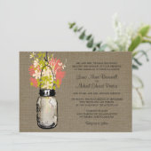 Invitation Rustique Burlap Mason Jar et Mariage Fleur sauvage (Debout devant)