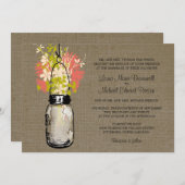 Invitation Rustique Burlap Mason Jar et Mariage Fleur sauvage (Devant / Derrière)