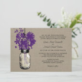 Invitation Rustique Burlap Mason Jar et Mariage Fleur sauvage (Debout devant)