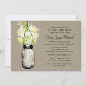 Invitation Rustique Burlap Mason Jar Fête des mariées Fleur s (Devant)
