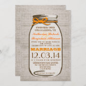 Invitation Rustique Burlap Mason Jar Mariage (Devant / Derrière)