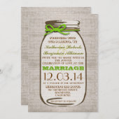 Invitation Rustique Burlap Mason Jar Mariage (Devant / Derrière)