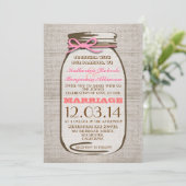 Invitation Rustique Burlap Mason Jar Mariage (Debout devant)