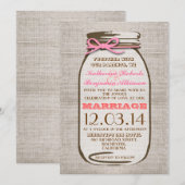 Invitation Rustique Burlap Mason Jar Mariage (Devant / Derrière)