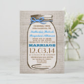 Invitation Rustique Burlap Mason Jar Mariage (Debout devant)