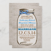 Invitation Rustique Burlap Mason Jar Mariage (Devant / Derrière)