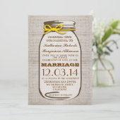 Invitation Rustique Burlap Mason Jar Mariage (Debout devant)
