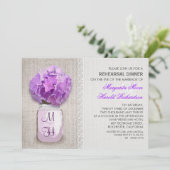 Invitation Rustique Burlap Mason Jar Purple Reprême Dîner (Debout devant)