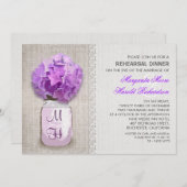 Invitation Rustique Burlap Mason Jar Purple Reprême Dîner (Devant / Derrière)