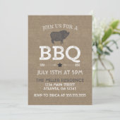 Invitation Rustique Burlap Vintage BBQ Party (Debout devant)
