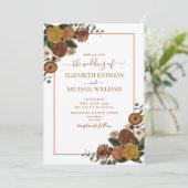 Invitation Rustique Burnt Orange Aquarelle Mariage Floral (Debout devant)