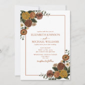 Invitation Rustique Burnt Orange Aquarelle Mariage Floral (Devant)