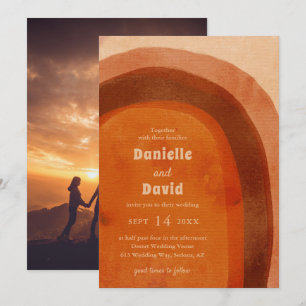 Invitation Rustique Burnt Orange Arch Photo Mariage moderne
