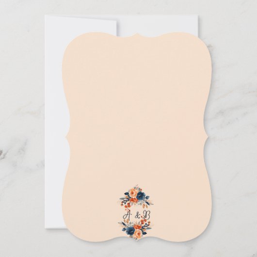 Invitation Rustique Burnt Orange et Mariage bleu (Dos)