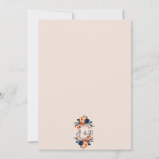 Invitation Rustique Burnt Orange et Mariage espagnol bleu (Dos)