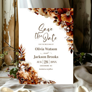 Invitation Rustique Burnt Orange Floral Wedding Enregistrer l
