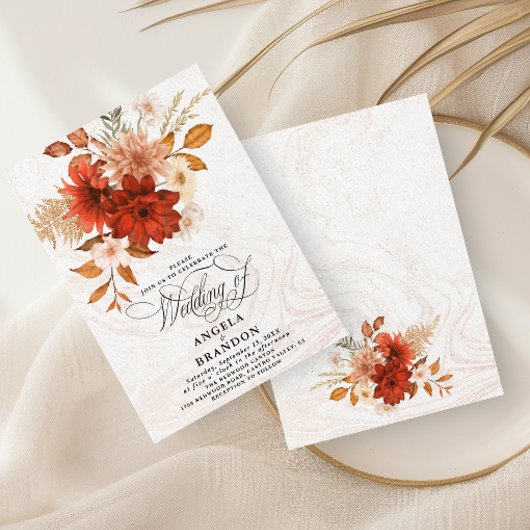 Invitation Rustique Burnt Orange Terracotta Élégant Mariage